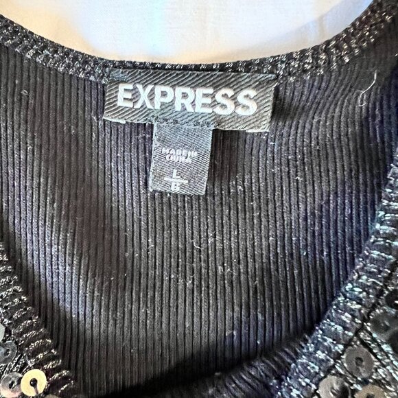 Express Black Sequin Tank Top Size L, - Picture 5 of 6